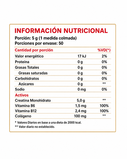 Creatina + Vitaminas B6, B12 + Colágeno