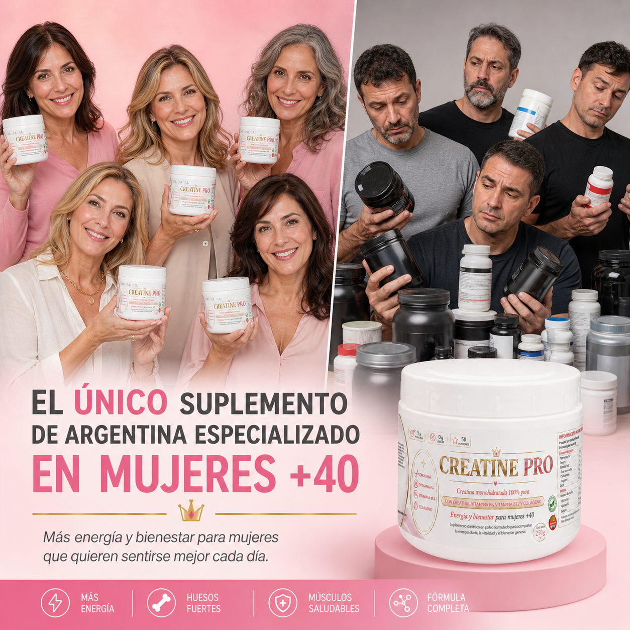 Creatina + Vitaminas B6, B12 + Colágeno